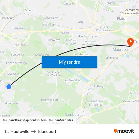La Hauteville to Elancourt map
