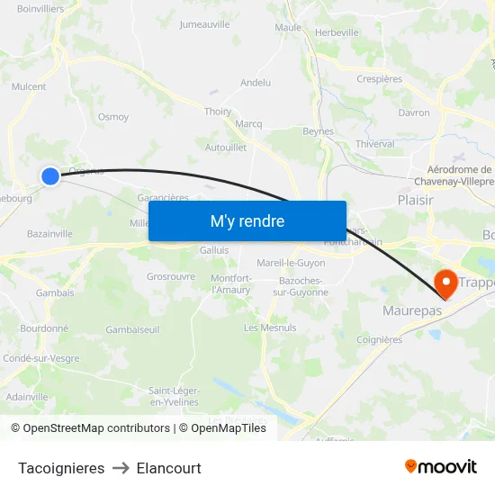 Tacoignieres to Elancourt map