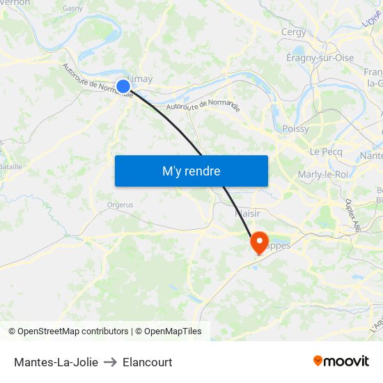 Mantes-La-Jolie to Elancourt map