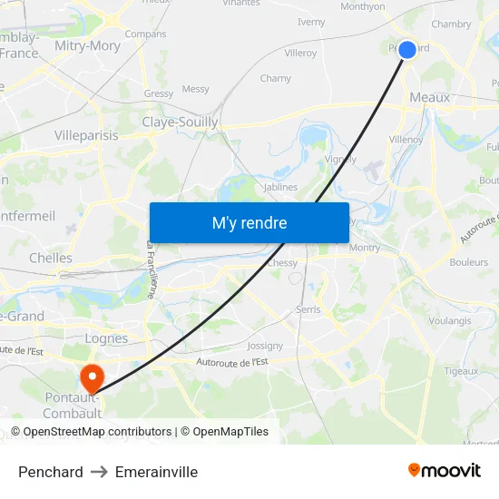 Penchard to Emerainville map