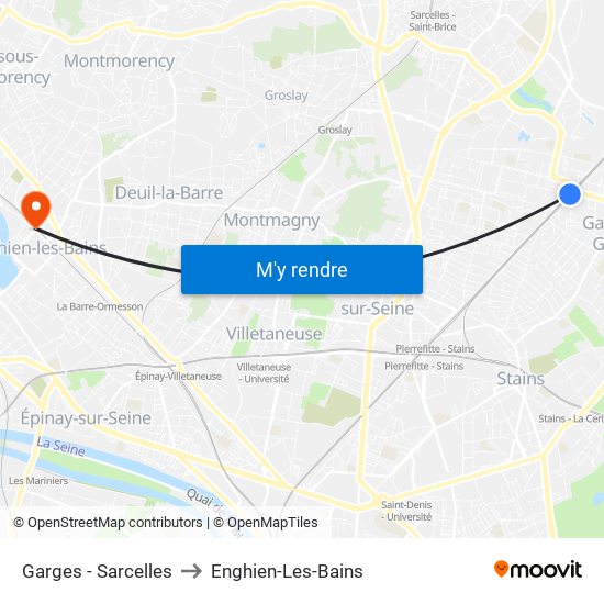 Garges - Sarcelles to Enghien-Les-Bains map