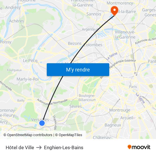 Hôtel de Ville to Enghien-Les-Bains map
