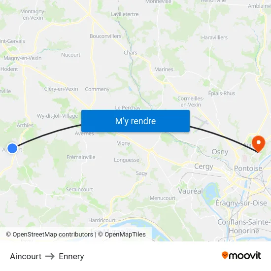 Aincourt to Ennery map