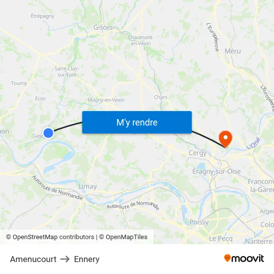 Amenucourt to Ennery map
