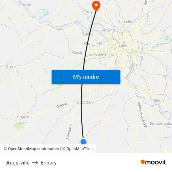 Angerville to Ennery map