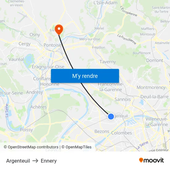Argenteuil to Ennery map