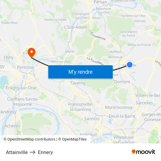 Attainville to Ennery map