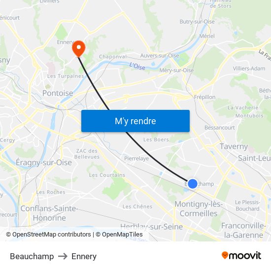 Beauchamp to Ennery map