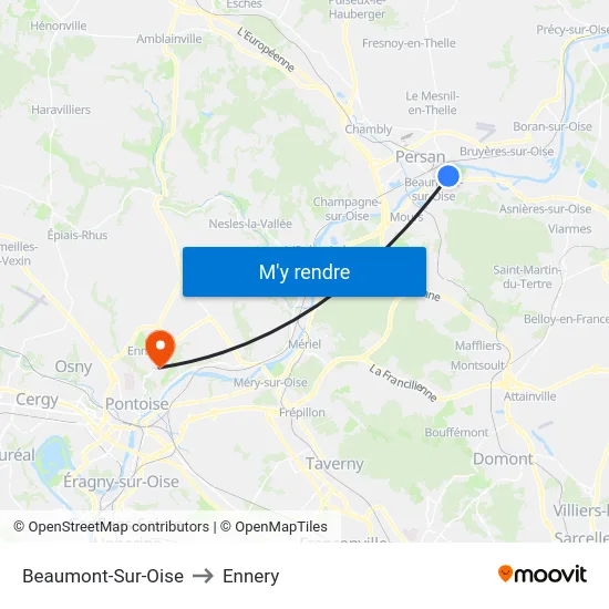 Beaumont-Sur-Oise to Ennery map