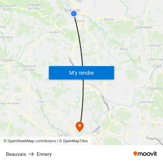 Beauvais to Ennery map