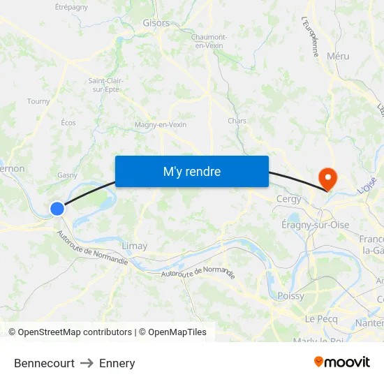 Bennecourt to Ennery map