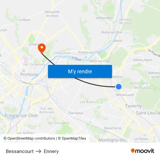 Bessancourt to Ennery map