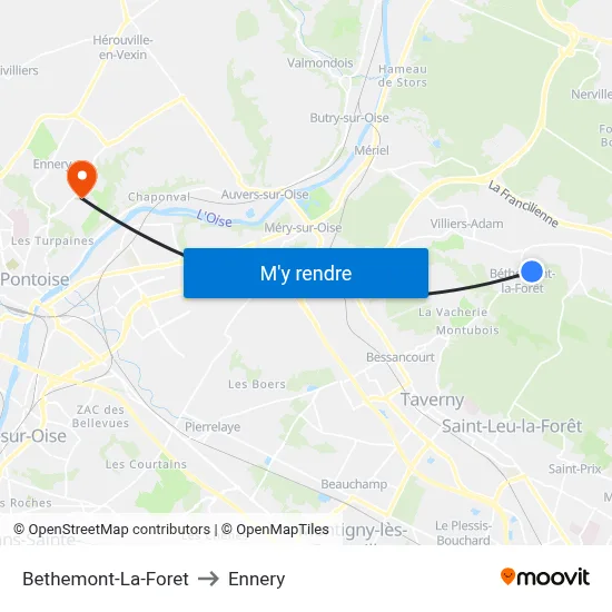 Bethemont-La-Foret to Ennery map