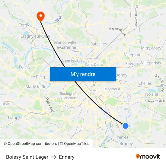 Boissy-Saint-Leger to Ennery map