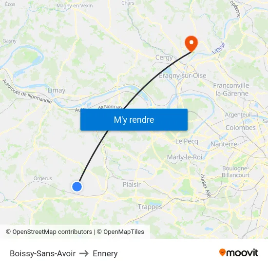 Boissy-Sans-Avoir to Ennery map