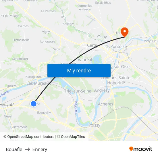 Bouafle to Ennery map