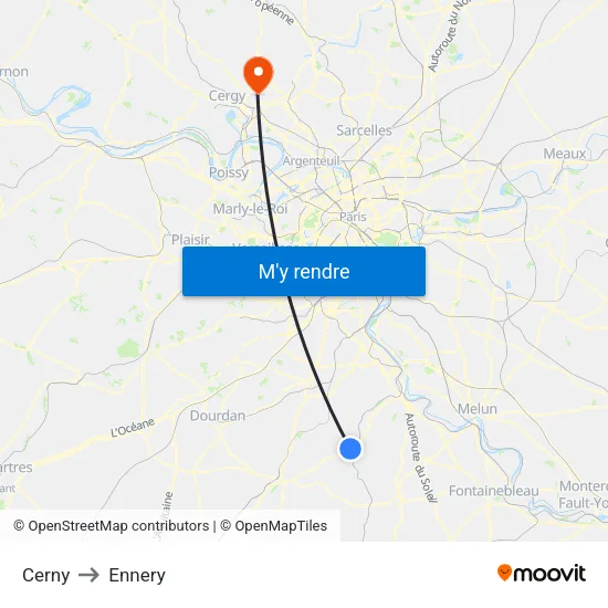 Cerny to Ennery map