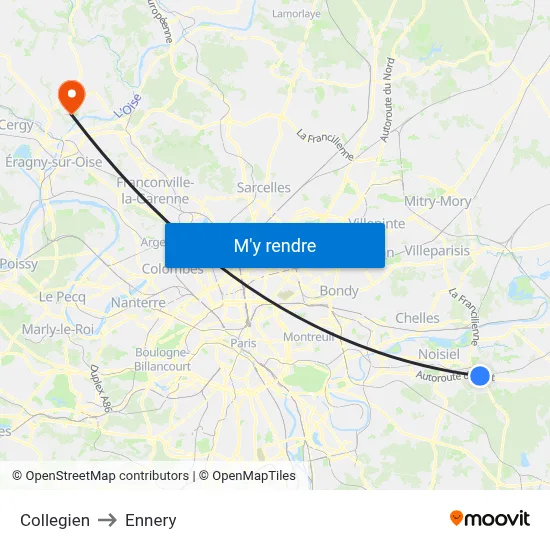 Collegien to Ennery map
