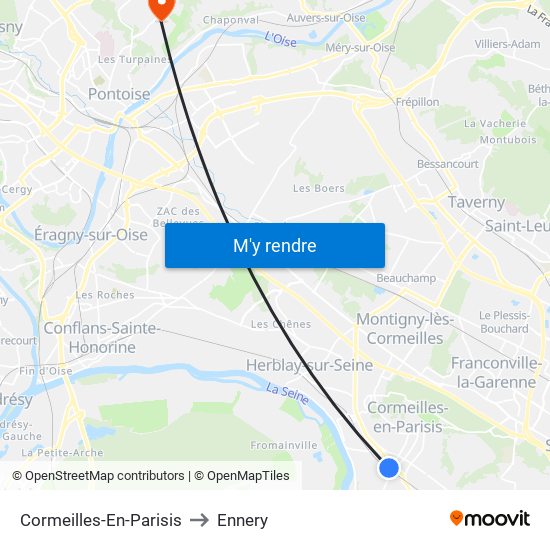 Cormeilles-En-Parisis to Ennery map