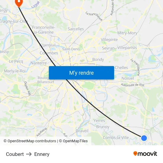 Coubert to Ennery map