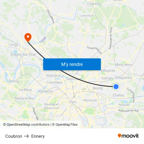 Coubron to Ennery map