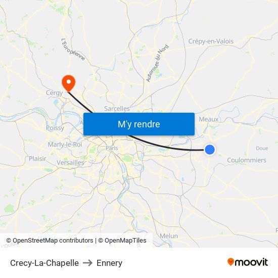Crecy-La-Chapelle to Ennery map