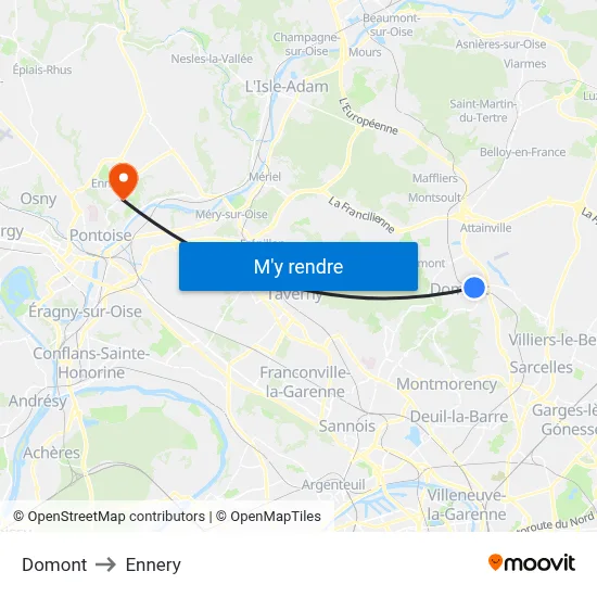 Domont to Ennery map