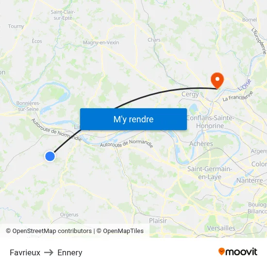 Favrieux to Ennery map