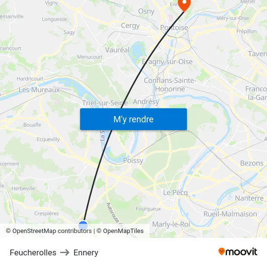 Feucherolles to Ennery map