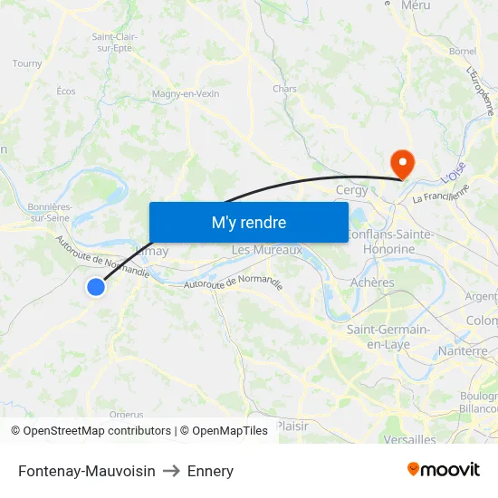 Fontenay-Mauvoisin to Ennery map