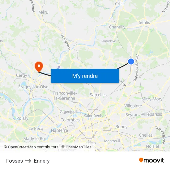 Fosses to Ennery map