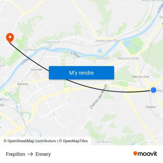 Frepillon to Ennery map