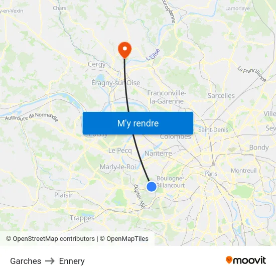 Garches to Ennery map