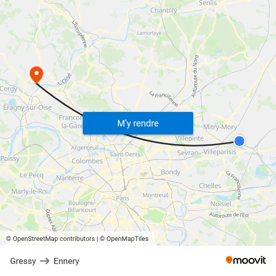 Gressy to Ennery map