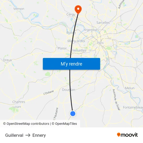Guillerval to Ennery map