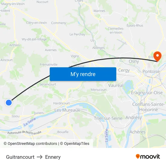 Guitrancourt to Ennery map