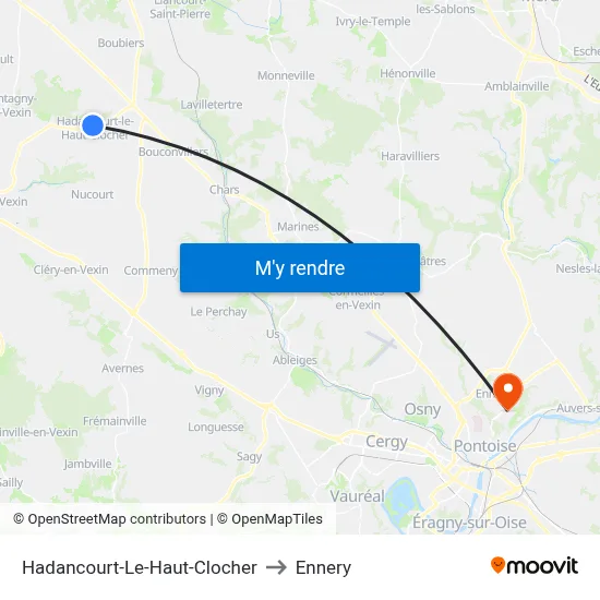 Hadancourt-Le-Haut-Clocher to Ennery map