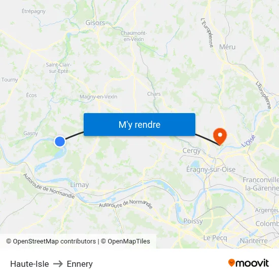 Haute-Isle to Ennery map