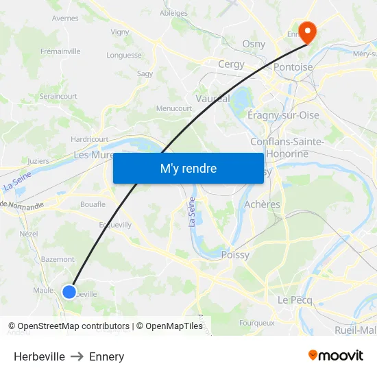 Herbeville to Ennery map