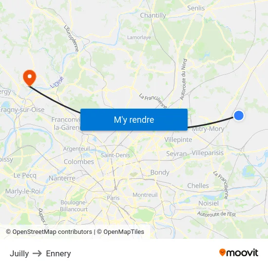 Juilly to Ennery map