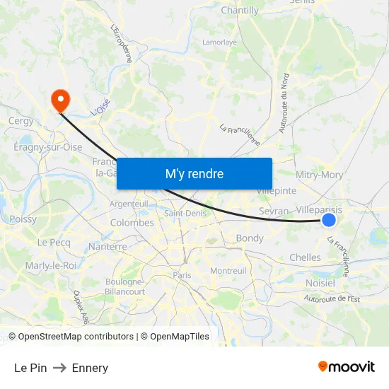 Le Pin to Ennery map