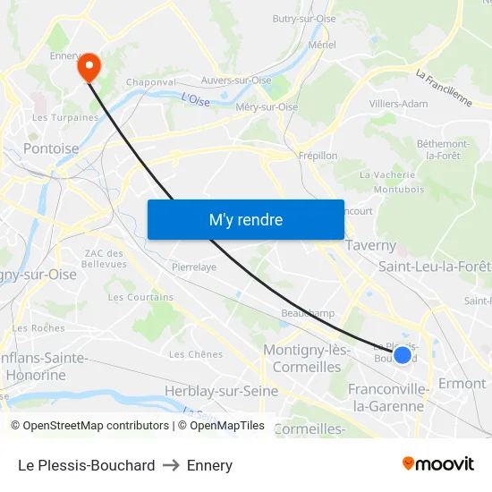 Le Plessis-Bouchard to Ennery map