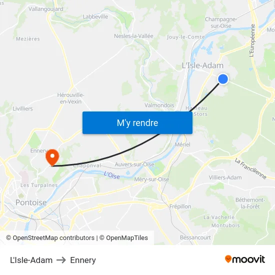 L'Isle-Adam to Ennery map