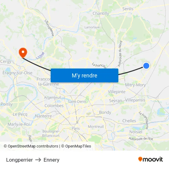 Longperrier to Ennery map
