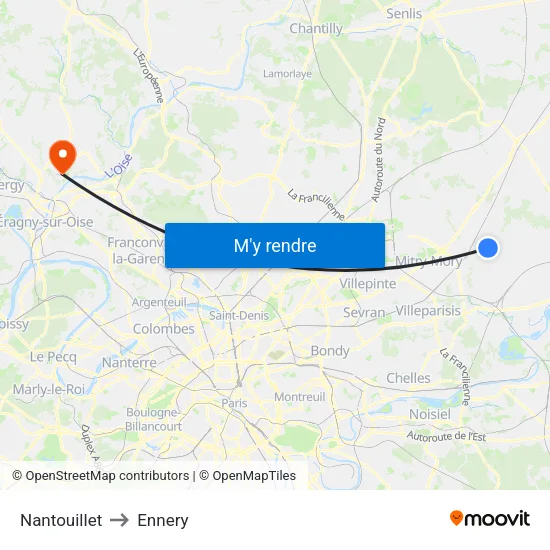Nantouillet to Ennery map