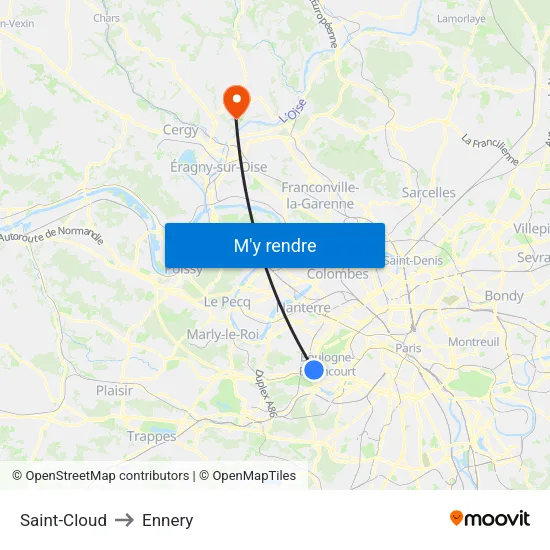 Saint-Cloud to Ennery map