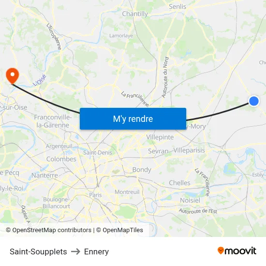 Saint-Soupplets to Ennery map