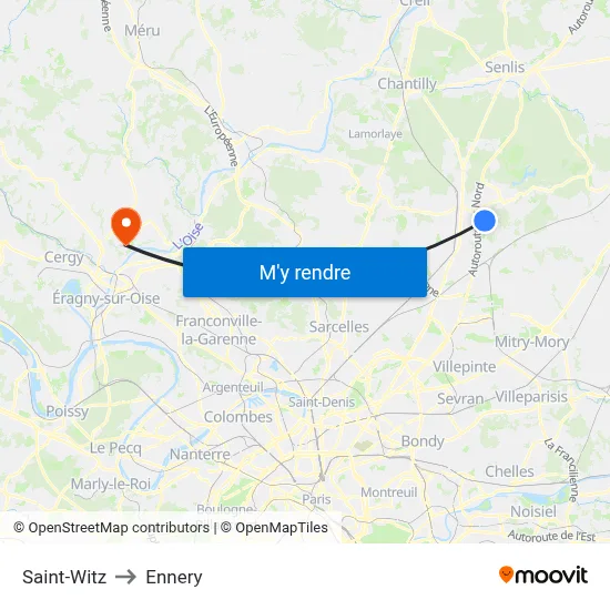 Saint-Witz to Ennery map