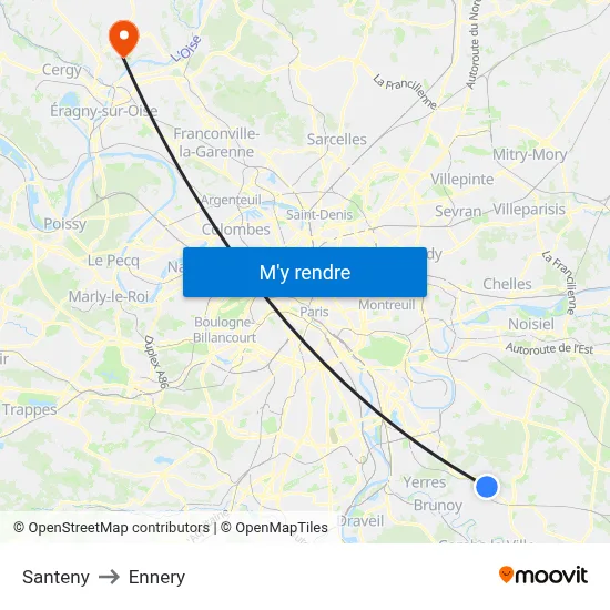 Santeny to Ennery map