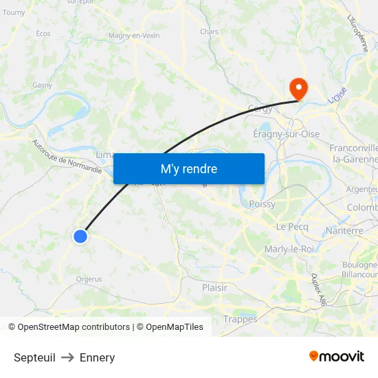 Septeuil to Ennery map